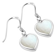 Mother of Pearl Heart Silver Earrings, e314